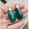 Zilveren oorbellen met grote groene Onyx briolet