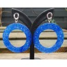 Oorbellen grote ronde uitgesneden blauwe Jade