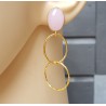 Vergulde oorbellen met roze Chalcedoon en gouden ringen