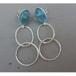 Zilveren oorbellen met blauw Topaas en zilveren ringen