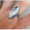 Zilveren ring met marquise Dendriet Opaal in bewerkte setting 18.5
