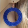 Oorbellen met grote ronde uitgesneden blauwe Jade
