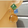 Vergulde oorbellen met Champagne Topaas, Chalcedoon en Onyx
