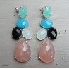 Zilveren oorbellen met zwarte Onyx en Chalcedoon