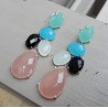 Zilveren oorbellen met zwarte Onyx en Chalcedoon