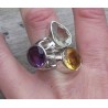 Zilveren ring gezet met Citrien, Amethist en groene Amethist 18