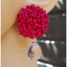 Oorbellen met oorknoppen van fuchsia roze kraaltjes en roze Topaas briolet
