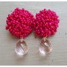Oorbellen met oorknoppen van fuchsia roze kraaltjes en roze Topaas briolet