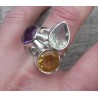 Zilveren ring gezet met Citrien, Amethist en groene Amethist 18