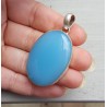 Zilveren hanger met ovale blauwe Chalcedoon