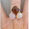 Vergulde ring met Maansteen, Chalcedoon en Smokey Topaas verstelbaar