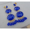 Vergulde oorbellen met kobalt blauw Chalcedoon