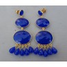 Vergulde oorbellen met kobalt blauw Chalcedoon