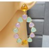 Vergulde oorbellen Citrien quartz en Chalcedoon