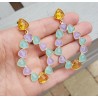 Vergulde oorbellen Citrien quartz en Chalcedoon