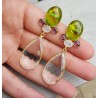 Vergulde oorbellen met Bergkristal en Peridot quartz