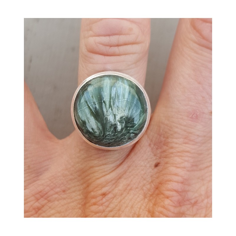 Zilveren ring met ronde Seraphiniet 17 mm