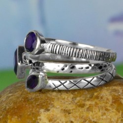 Zilveren ringen set gezet met Amethist 18 mm