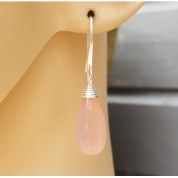 Zilveren oorbellen met roze Chalcedoon oorbellen