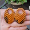 Creool hanger set met ovale hanger van camel bruin Slangenleer