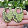 Creool hanger set met ovale hanger van groen Slangenleer