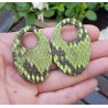 Creool hanger set met ovale hanger van groen Slangenleer