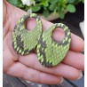 Creool hanger set met ovale hanger van groen Slangenleer