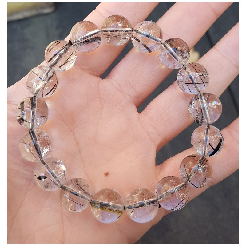 Stretch armband met zwarte Toermalijnkwarts