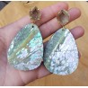Vergulde oorbellen met Agaat geode en crackle schelp
