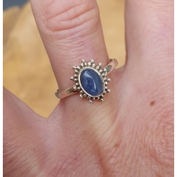 Zilveren ring gezet met ovale Kyaniet 17.5 mm