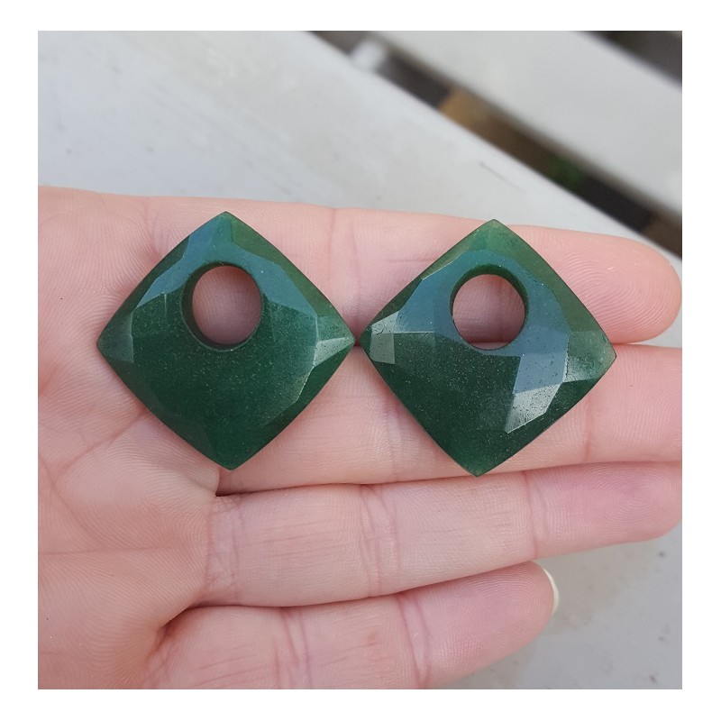 Creool hanger set vierkante Emerald