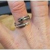 Zilveren veren ring met steentje verstelbaar
