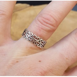 Zilveren ring wave verstelbaar