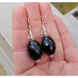 Oorbellen met zwarte Onyx en wit Topaas