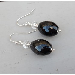 Oorbellen met zwarte Onyx en wit Topaas