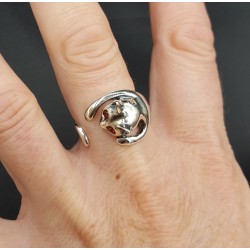 Zilveren ring kat verstelbaar