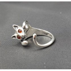 Zilveren ring kat verstelbaar