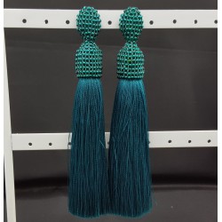 Zeegroene tassel oorbellen
