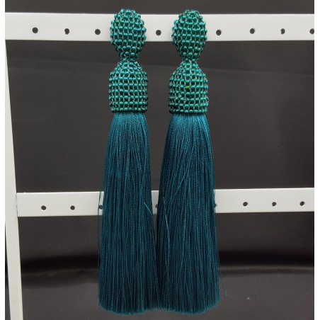 Zeegroene tassel oorbellen