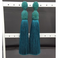 Zeegroene tassel oorbellen