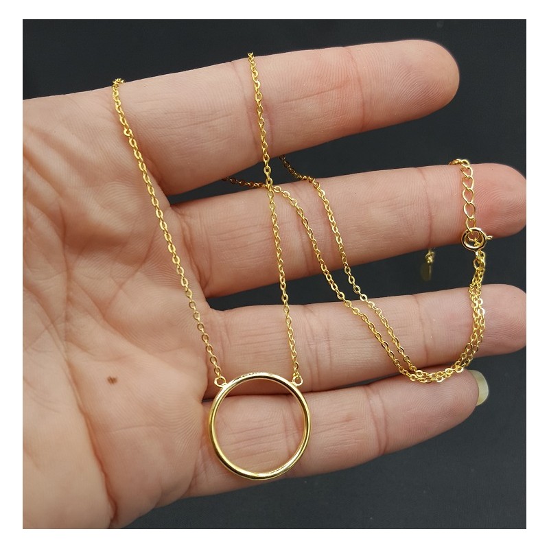Ketting met circle hanger zilver of goudkleurig