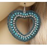 Oorbellen harten van zijdedraad en kristallen blauw /groen