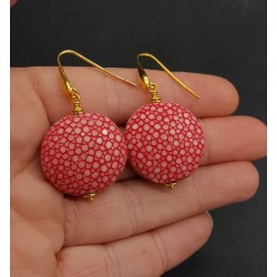 Oorbellen met donker roze Roggenleer