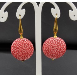 Oorbellen met donker roze Roggenleer