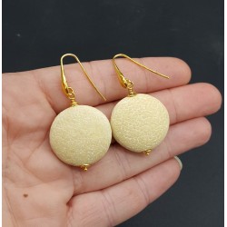 Oorbellen met beige Roggenleer