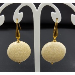 Oorbellen met beige Roggenleer