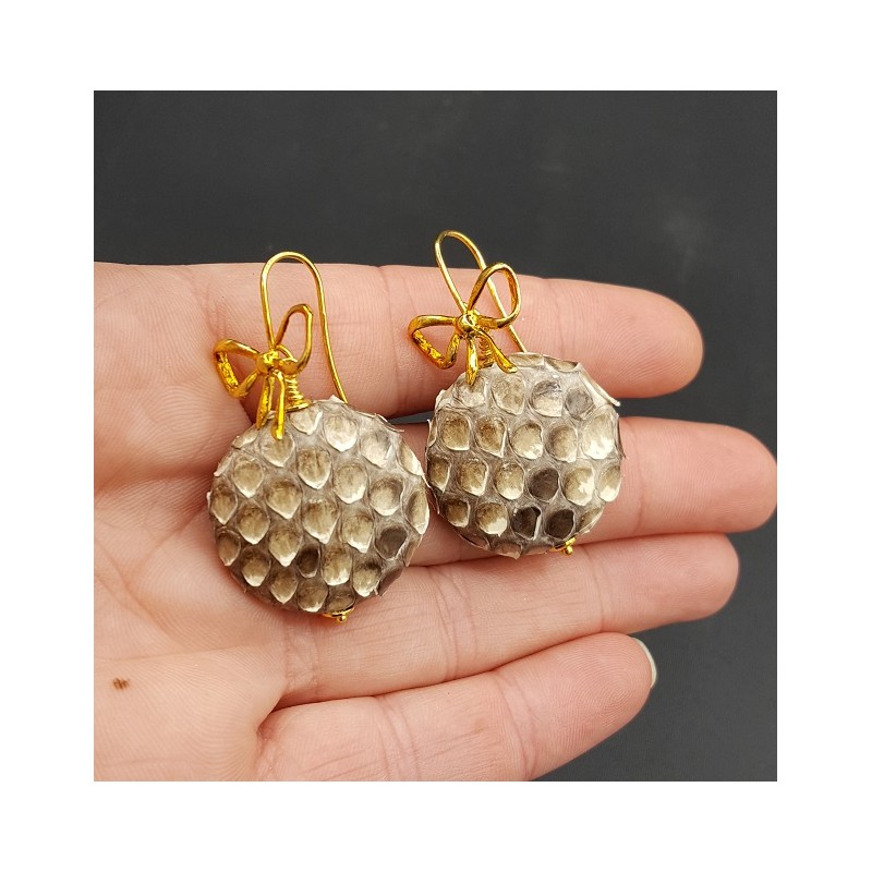 Oorbellen met natural Slangenleer