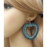 Oorbellen harten van zijdedraad en kristallen blauw /groen