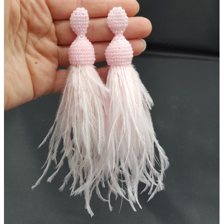 Tassel veren oorbellen roze