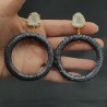 Vergulde oorbellen ring van Slangenleer en Agaat geode